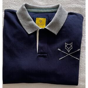 Prince & Fox 100% Cotton Men's S/S Polo Shirt L/G Navy w/White & Gray Trim A+